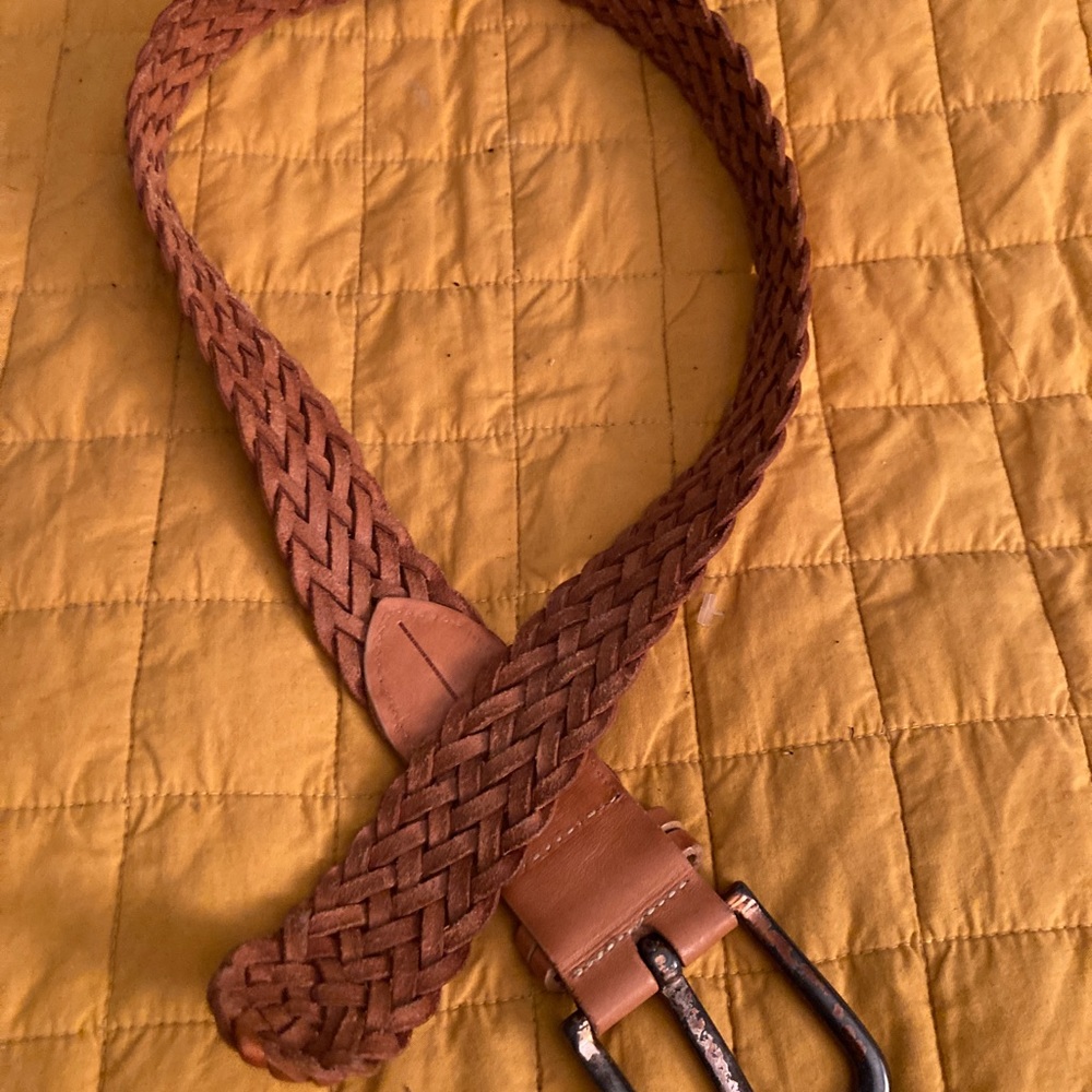 ISDA & Co Brown Braided Leather Belt  Woven Belt S